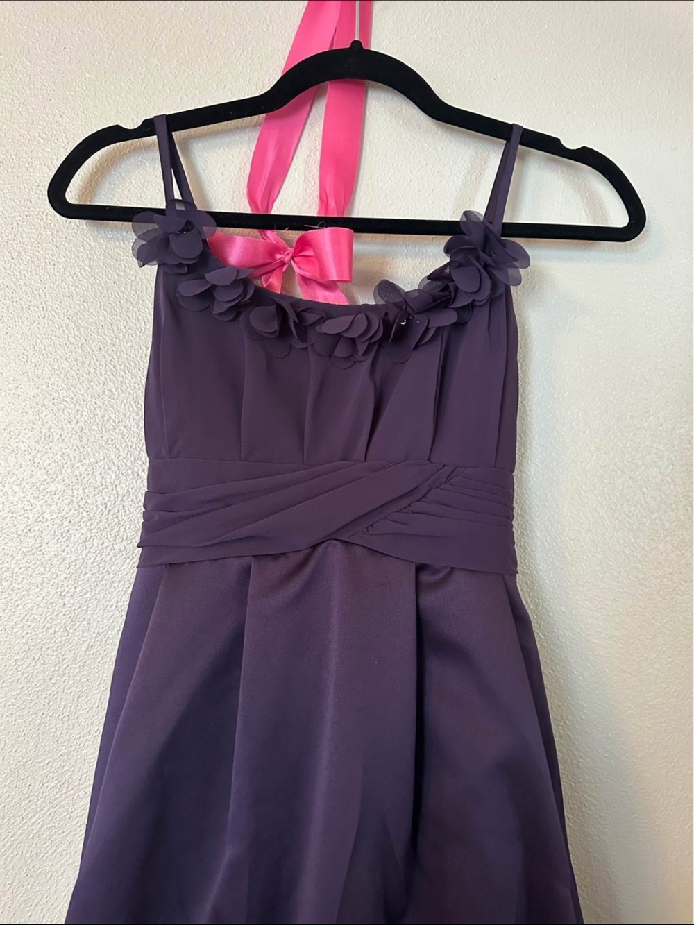 Girls Purple Flower-Trim A-Line Dress